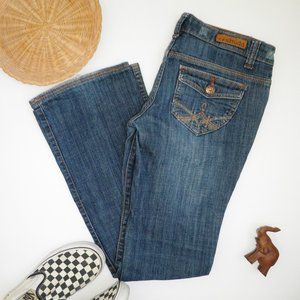 Vintage Y2K Low Rise Bootcut MUDD Lizzy Denim Jeans Embroidered Pocket